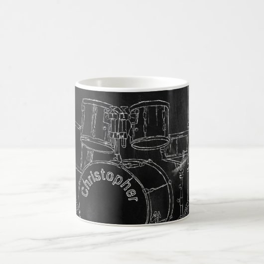 Schwarzes Brett Sketch Personalisiertes Trommel Se Kaffeetasse (Mittel)