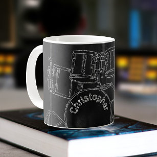 Schwarzes Brett Sketch Personalisiertes Trommel Se Kaffeetasse