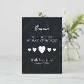 Schwarzes Brett wird meine TRAUZEUGIN sein Einladung (Stehend Vorderseite)