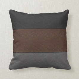 Schwarzes Brown und grauer lederner Blick Kissen