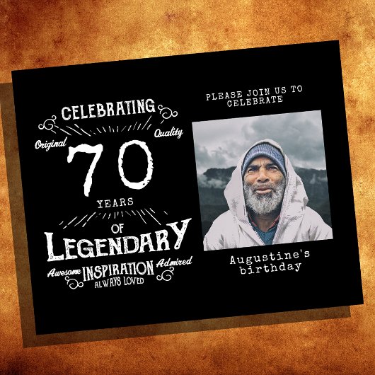 Schwarzes Budget 70. Geburtstag Einladung Flyer