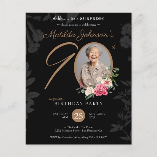 Schwarzes Budget Überraschung 90. Geburtstag Einla (Vorderseite)