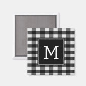 Schwarzes Buffalo-Kariertes Monogram-Magnet Magnet (Vorderseite/Rückseite)