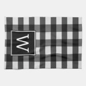 Schwarzes Buffalo-Kariertes Monogramm-Handtuch Geschirrtuch (Horizontal)