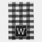 Schwarzes Buffalo-Kariertes Monogramm-Handtuch Geschirrtuch (Vertikal)