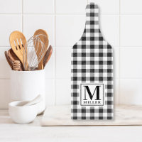 Schwarzes Büffel-Karo-Bauernhaus-Monogramm-Glas
