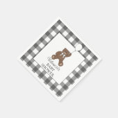 Schwarzes Büffel-Karo-Muster Teddy-Bär-Baby-Party Serviette (Ecke)