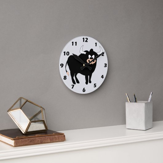 Schwarzes Bull Design Runde Wanduhr (Büro)