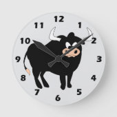 Schwarzes Bull Design Runde Wanduhr (Vorderseite)