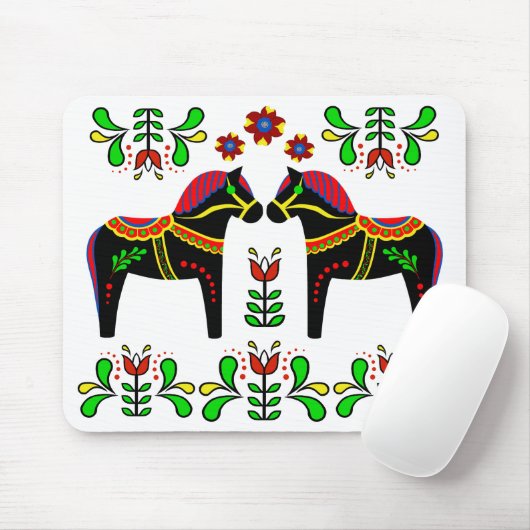 Schwarzes/buntes VolksDala Pferd/Volksfriesisches Mousepad (Mit Mouse)