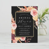 Schwarzes Burgund Terracotta Brautparty  Einladung (Stehend Vorderseite)