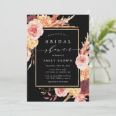 Schwarzes Burgund Terracotta Brautparty Einladung (Stehend Vorderseite)