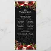 Schwarzes Burgunder Blumen Boho Hochzeitsprogramm Programm (Rückseite)