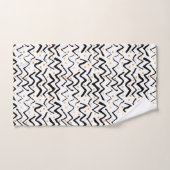 Schwarzes Bürsten-Anschlag-u. Punkt-Muster Badhandtuch Set (Handtuch)