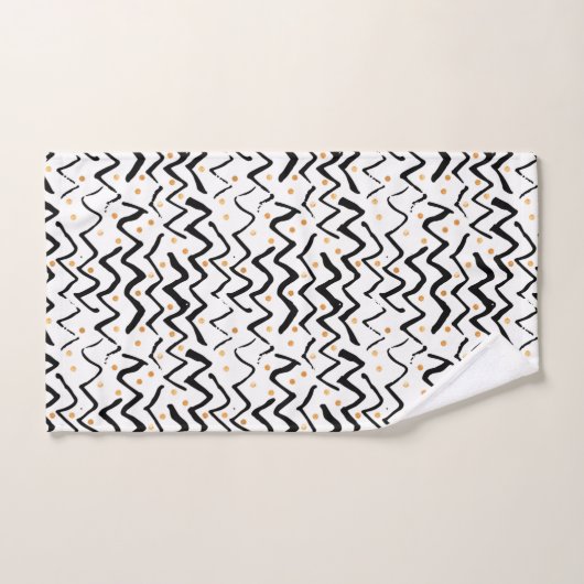 Schwarzes Bürsten-Anschlag-u. Punkt-Muster Badhandtuch Set (Handtuch)