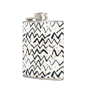 Schwarzes Bürsten-Anschlag-u. Punkt-Muster Flachmann (Links)