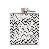 Schwarzes Bürsten-Anschlag-u. Punkt-Muster Flachmann (Rückseite)