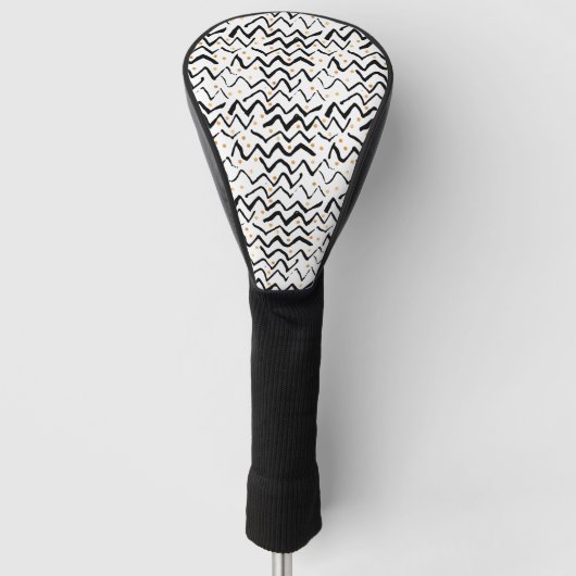 Schwarzes Bürsten-Anschlag-u. Punkt-Muster Golf Headcover (Vorderseite)