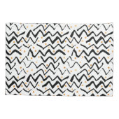 Schwarzes Bürsten-Anschlag-u. Punkt-Muster Kissenbezug (Rückseite-Links)