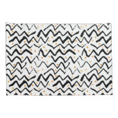 Schwarzes Bürsten-Anschlag-u. Punkt-Muster Kissenbezug (Rückseite-Rechts)