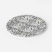 Schwarzes Bürsten-Anschlag-u. Punkt-Muster Pappteller (Schrägansicht)