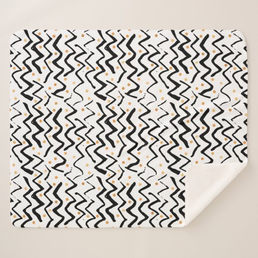 Schwarzes Bürsten-Anschlag-u. Punkt-Muster Sherpadecke (Vorderseite (Horizontal))