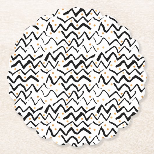 Schwarzes Bürsten-Anschlag-u. Punkt-Muster Untersetzer (Vorderseite)