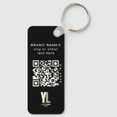 Schwarzes Business-Logo und QR-Code, vertikal für Schlüsselanhänger (Rückseite)