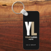 Schwarzes Business-Logo und QR-Code, vertikal für Schlüsselanhänger (Vorderseite)