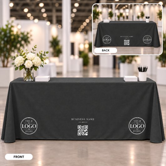 Schwarzes Business-QR-Code-Logo-Tischbanner Tischdecke