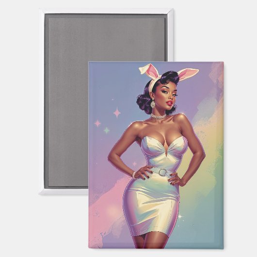 Schwarzes Button Ostersonnige Ohren Magnet (Vorderseite/Rückseite)