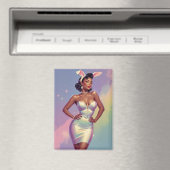 Schwarzes Button Ostersonnige Ohren Magnet (In Situ (Geschirrspüler))