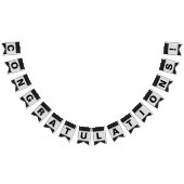 Schwarzes Button Streifen mit Silbergratulation Wimpelkette (Alle)