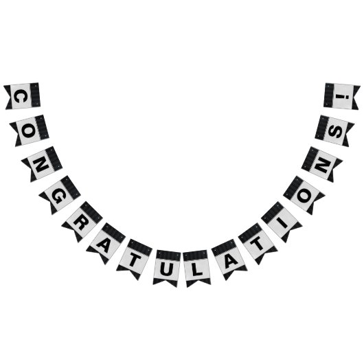 Schwarzes Button Streifen mit Silbergratulation Wimpelkette (Alle)