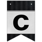 Schwarzes Button Streifen mit Silbergratulation Wimpelkette (Erste Fahne)