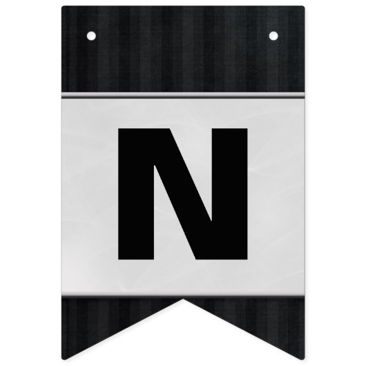 Schwarzes Button Streifen mit Silbergratulation Wimpelkette (Dritte Fahne)