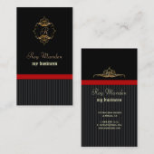 Schwarzes Button Strip + Wappen Visitenkarten Visitenkarte (Vorne/Hinten)