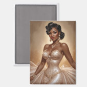 Schwarzes Button-Up Golden Gown Magnet (Vorderseite/Rückseite)