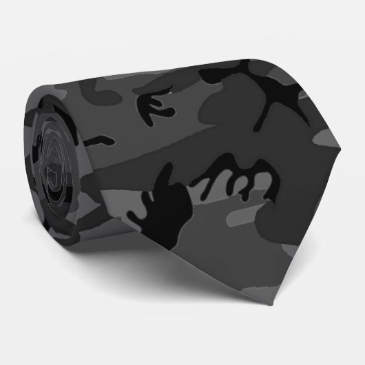Schwarzes Camouflage-Muster Krawatte (Gerollt)