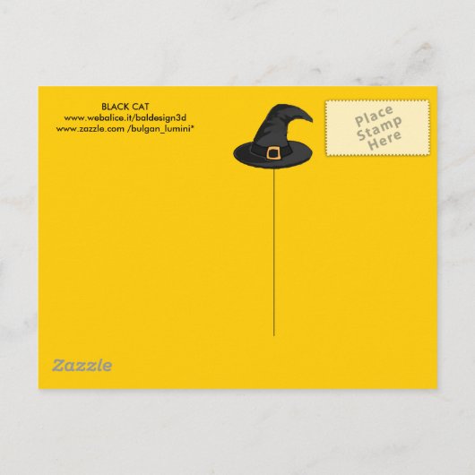 SCHWARZES CAT 2-HALLOWEEN-PARTY EINLADUNGSPOSTKARTE (Rückseite)