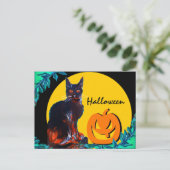 SCHWARZES CAT 2-HALLOWEEN-PARTY EINLADUNGSPOSTKARTE (Stehend Vorderseite)