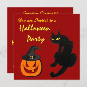 SCHWARZES CAT NINJA-HALLOWEEN-PARTY EINLADUNG