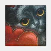 SCHWARZES CAT VALENTINE Magnet (Vorne)