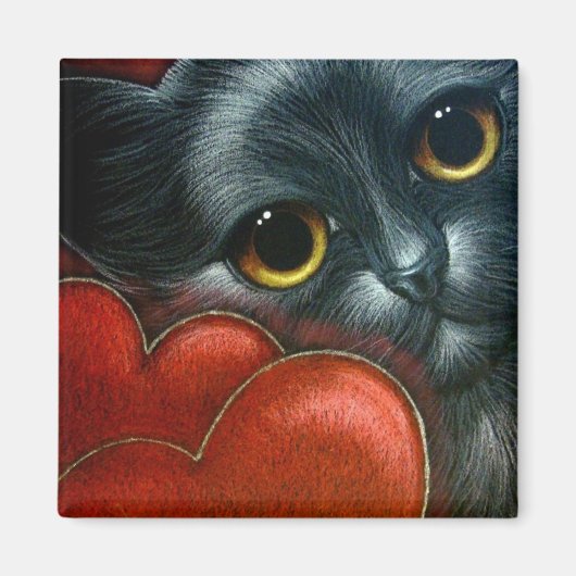 SCHWARZES CAT VALENTINE Magnet (Vorne)