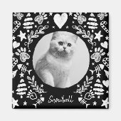 Schwarzes Chalkboard Art Frame Cat Memorandum Keep Magnet (Vorne)