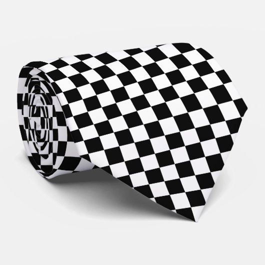 Schwarzes Checkered Mod, das Muster läuft Krawatte (Gerollt)
