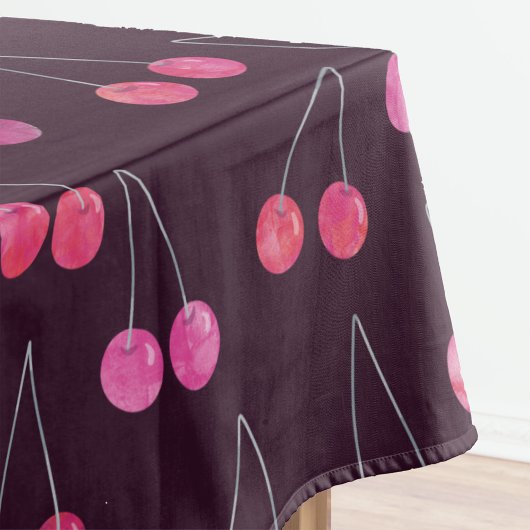 Schwarzes Cherry-Wasserfarbmuster Tischdecke