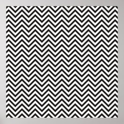 Schwarzes Chevron-Muster Poster (Vorne)