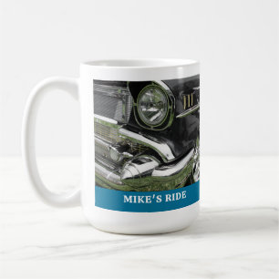 Schwarzes Chevy-Auto von 1957, Name/Nachricht, Ihr Kaffeetasse