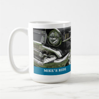 Schwarzes Chevy-Auto von 1957, Name/Nachricht, Ihr Kaffeetasse